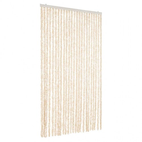 Flueforhæng 100x200 cm chenille beige og hvid