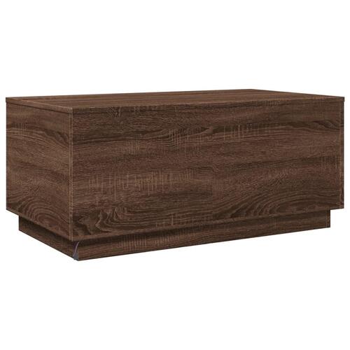 Sofabord med LED-lys 90x50x40 cm brun egetræsfarve