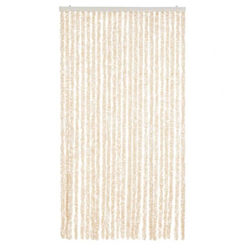 Flueforhæng 100x200 cm chenille beige og hvid