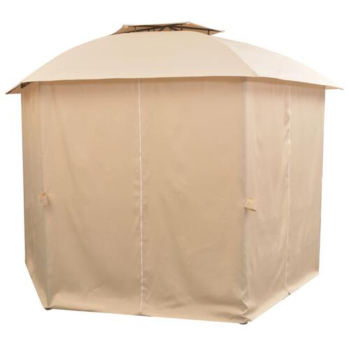 Havepavillon med gardiner sekskantet 360x265 cm