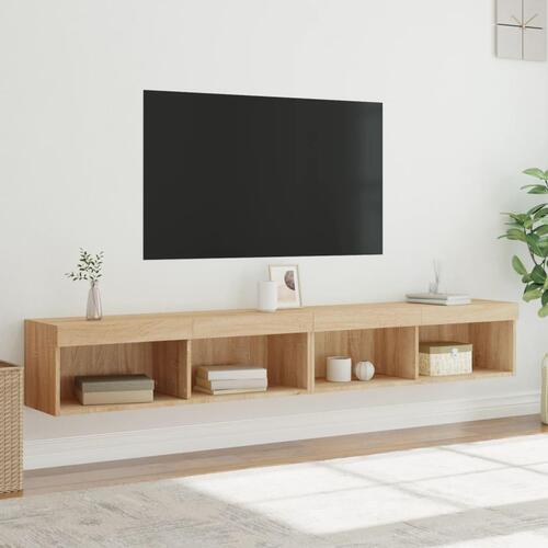 Tv-borde 2 stk. med LED-lys 100x30x30 cm sonoma-eg