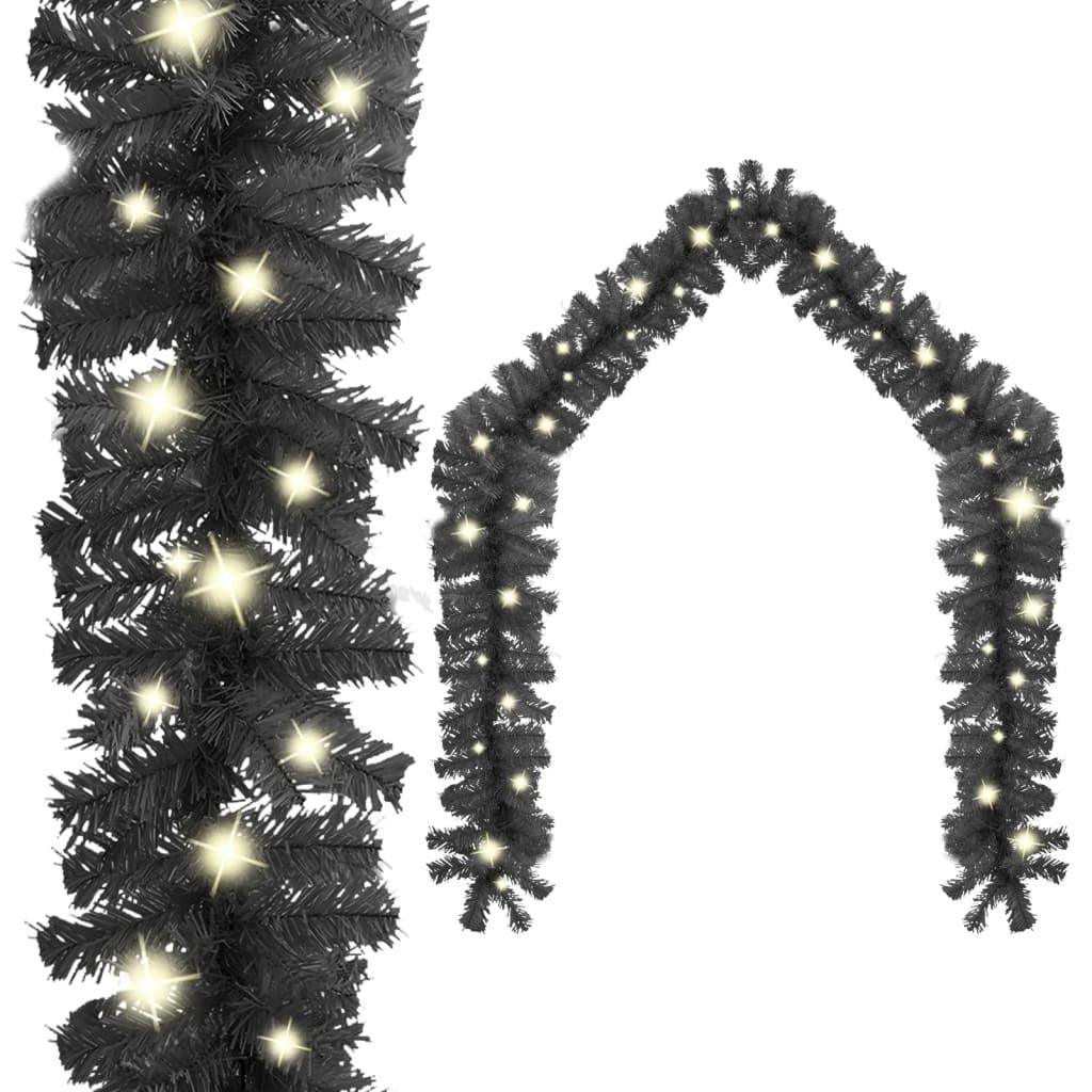 Juleguirlande med LED-lys 10 m sort