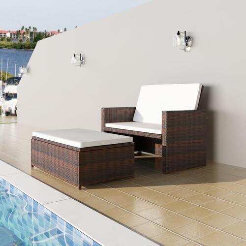 Havesofa polyrattan brun