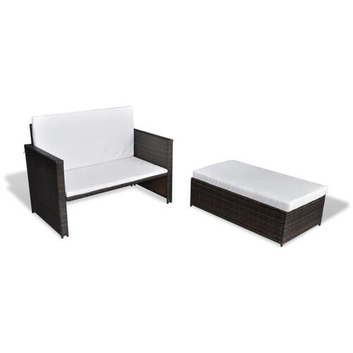 Havesofa polyrattan brun