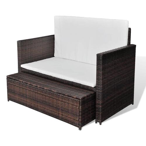 Havesofa polyrattan brun