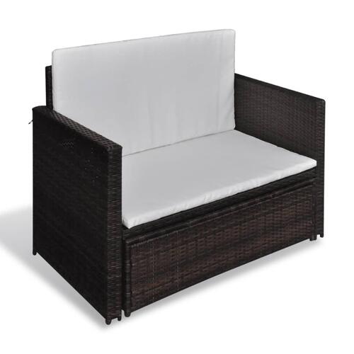 Havesofa polyrattan brun
