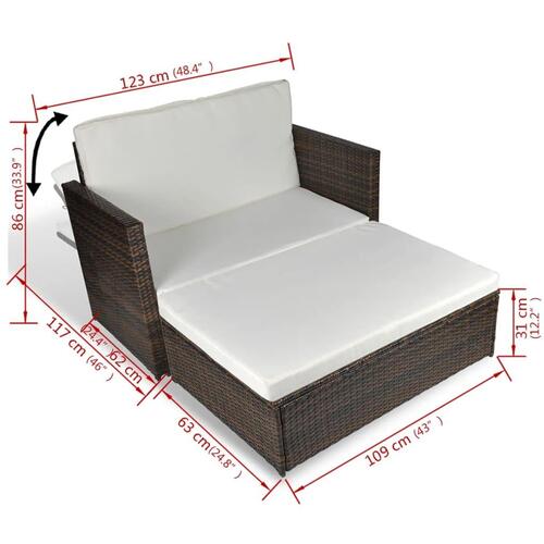 Havesofa polyrattan brun