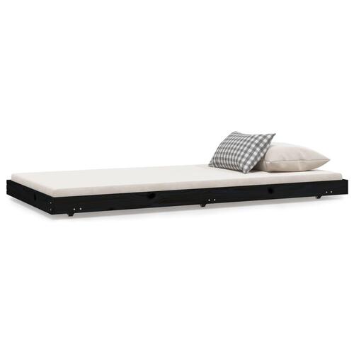 Sengestel 90x190 cm massivt fyrretræ sort