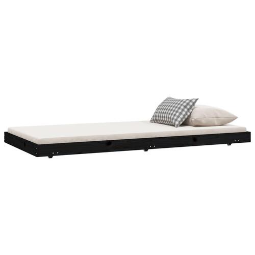 Sengestel 90x190 cm massivt fyrretræ sort