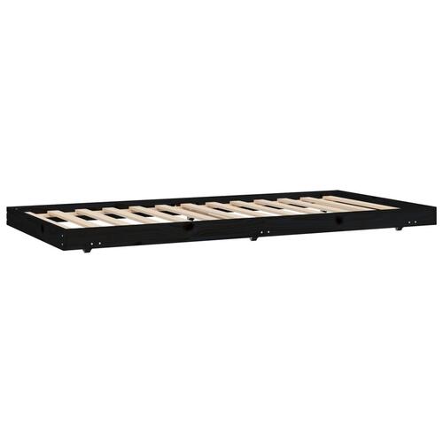 Sengestel 90x190 cm massivt fyrretræ sort