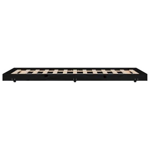 Sengestel 90x190 cm massivt fyrretræ sort