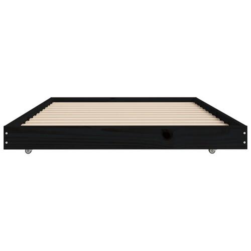 Sengestel 90x190 cm massivt fyrretræ sort