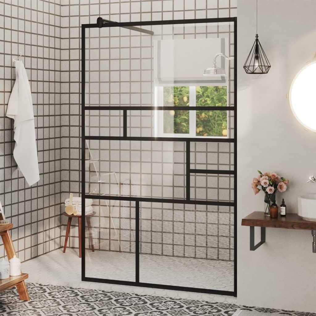 Brusevæg 100x195 cm klart sikkerhedsglas sort