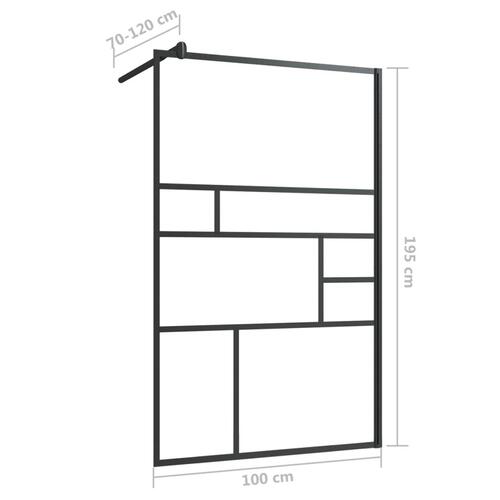 Brusevæg 100x195 cm klart sikkerhedsglas sort