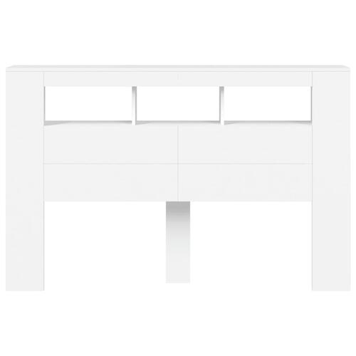 Sengegavl med LED-lys 160x18,5x103,5 cm konstrueret træ hvid
