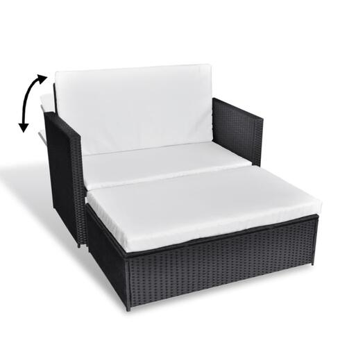 Haveloungesæt 2 dele med hynder polyrattan sort