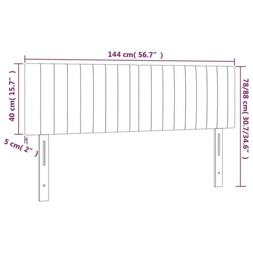 Sengegavl med LED-lys 144x5x78/88 cm stof lysegrå