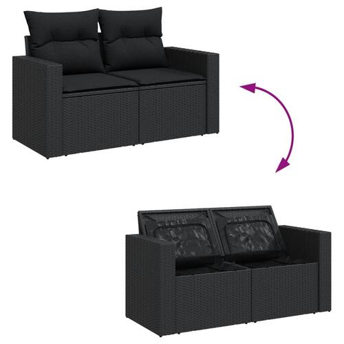 Sofasæt til haven 9 dele med hynder polyrattan sort