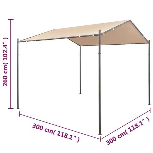 Lysthus pavillon telt med baldakin 3 x 3 m stål beige
