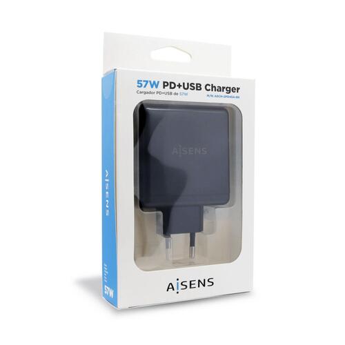 USB-oplader væggen Aisens ASCH-2PD45A-BK 57 W Sort USB-C