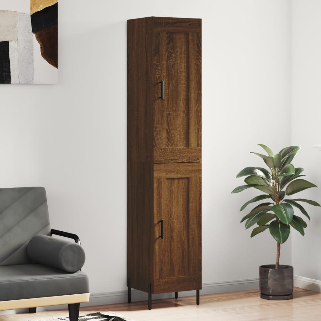 Skab 34,5x34x180 cm konstrueret træ brun egetræsfarve