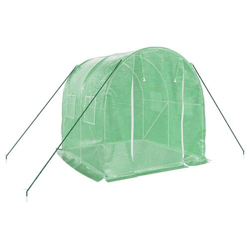 Drivhus med stålstel 4 m² 2x2x2 m grøn