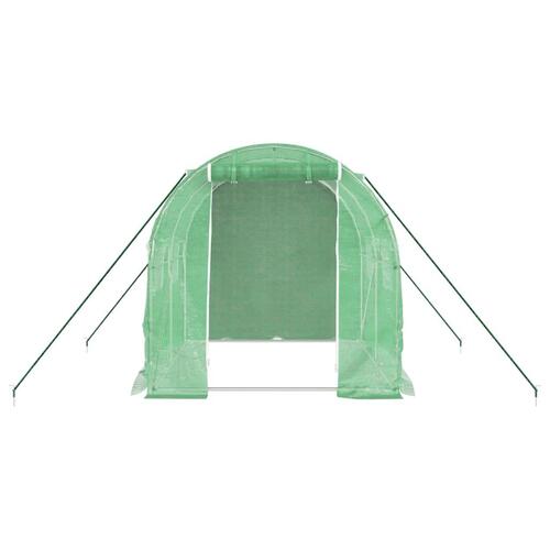 Drivhus med stålstel 4 m² 2x2x2 m grøn