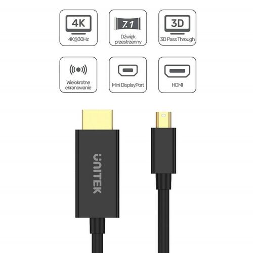 Mini Display Port til HDMI adapter Unitek V1152A Sort 2 m