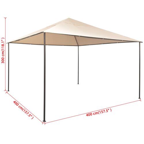 Pavillon med baldakin 4x4 m stål beige