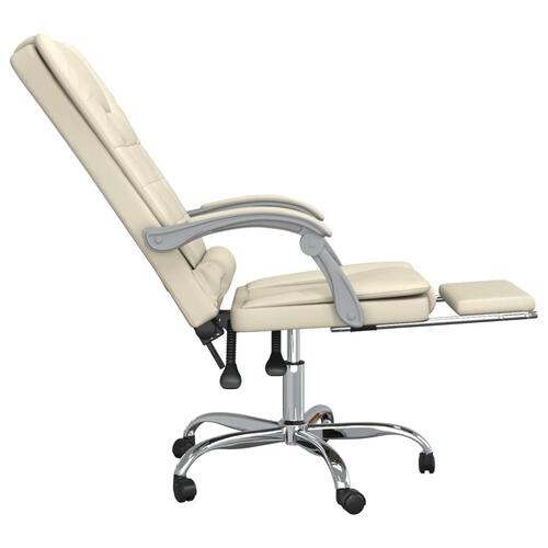 Kontorstol med massagefunktion kunstlæder cremefarvet