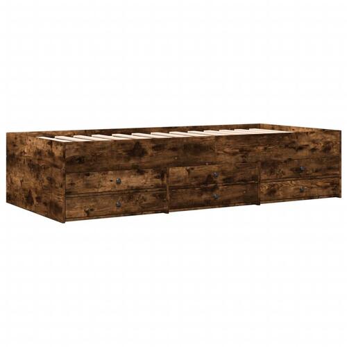 Daybed med skuffer uden madras 75x190 cm røget eg