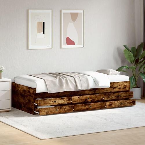 Daybed med skuffer uden madras 75x190 cm røget eg