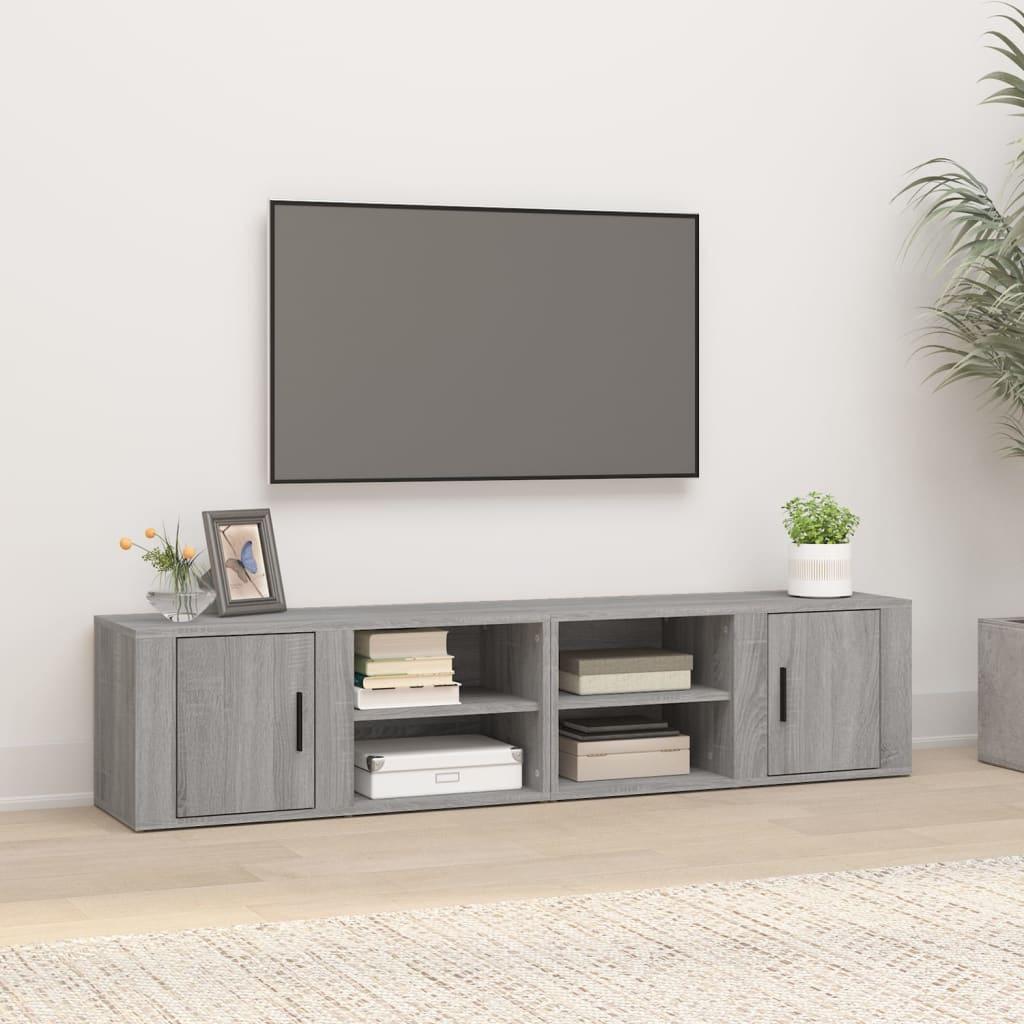 Tv-skabe 2 stk. 80x31,5x36 cm konstrueret træ grå sonoma-eg