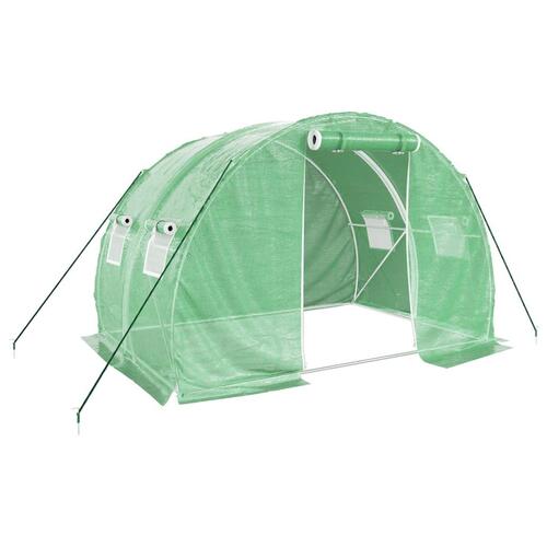 Drivhus med stålstel 6 m² 3x2x2 m grøn