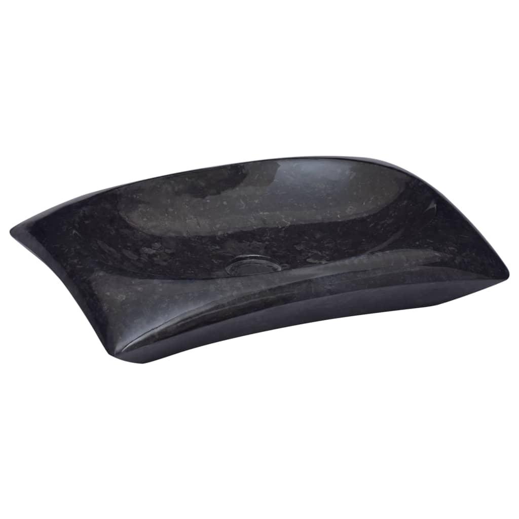 Håndvask i marmor - sort, 50 × 35 × 10 cm billede