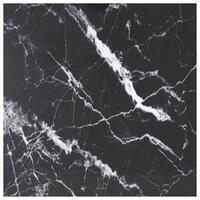 Bordplade 80x80 cm 6 mm hærdet glas med marmordesign sort
