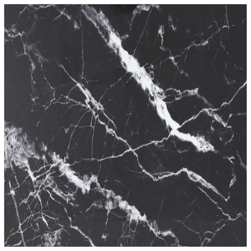 Bordplade 80x80 cm 6 mm hærdet glas med marmordesign sort
