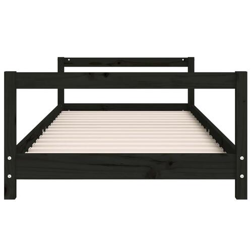 Sengeramme til juniorseng 90x200 cm massivt fyrretræ sort