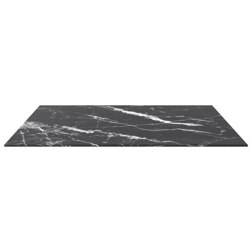 Bordplade 80x80 cm 6 mm hærdet glas med marmordesign sort