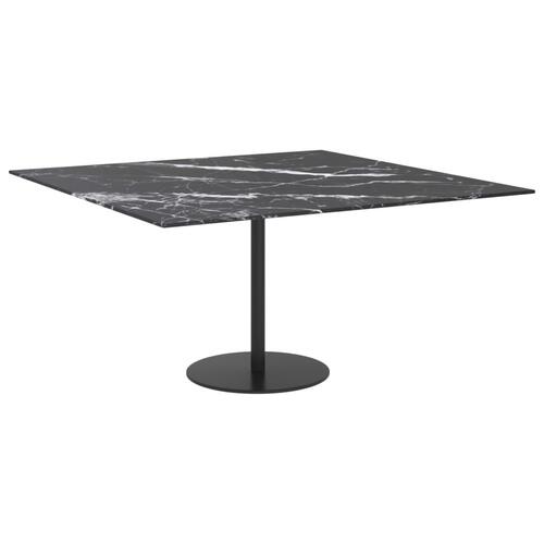 Bordplade 80x80 cm 6 mm hærdet glas med marmordesign sort