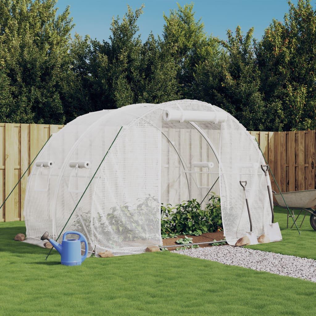 Drivhus med stålstel 6 m² 3x2x2 m hvid