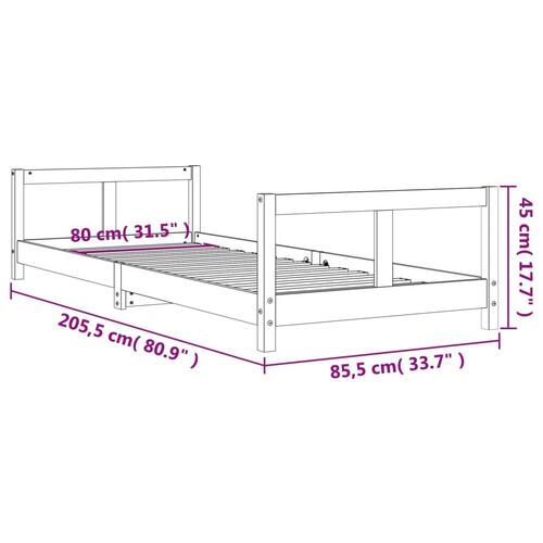 Sengeramme til juniorseng 80x200 cm massivt fyrretræ