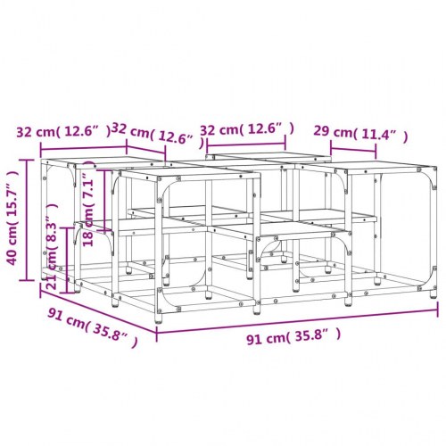Sofabord i konstrueret træ med metalstel 91×91×40 cm - sort