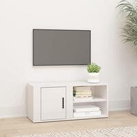 Tv-bord 80x31,5x36 cm konstrueret træ hvid højglans