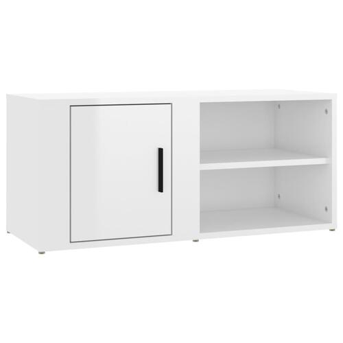 Tv-bord 80x31,5x36 cm konstrueret træ hvid højglans