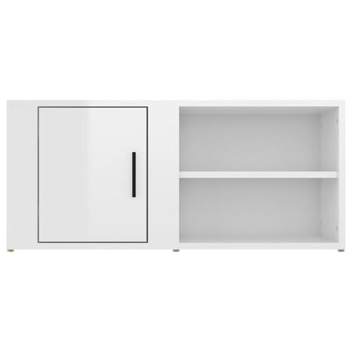 Tv-bord 80x31,5x36 cm konstrueret træ hvid højglans