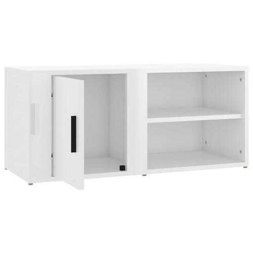 Tv-bord 80x31,5x36 cm konstrueret træ hvid højglans