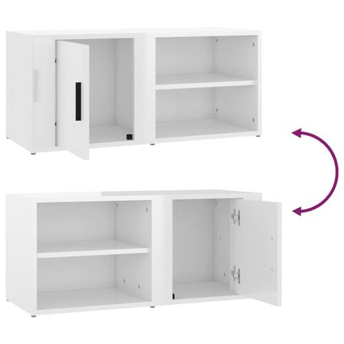 Tv-bord 80x31,5x36 cm konstrueret træ hvid højglans