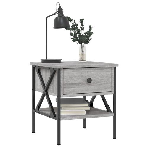 Sengeborde 2 stk. 40x42x45 cm konstrueret træ grå sonoma-eg