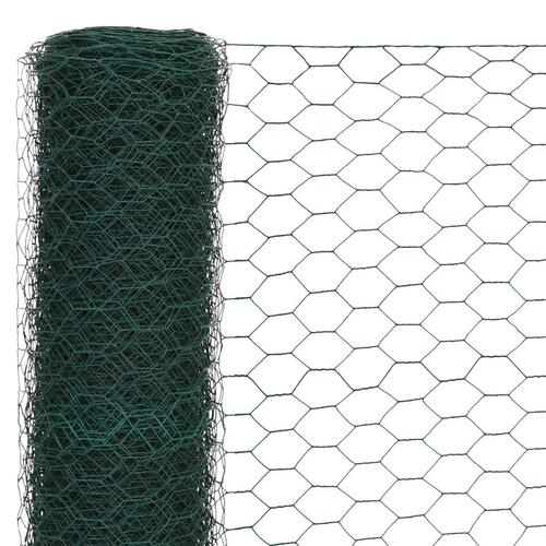Hønsenet stål med PVC-belægning 25 x 1,5 m grøn